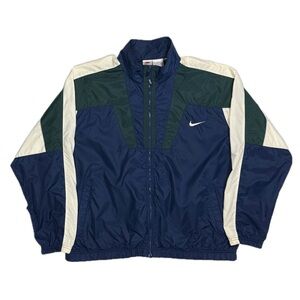 Vintage 90s Nike nylon green blue white color block windbreaker jacket men XL